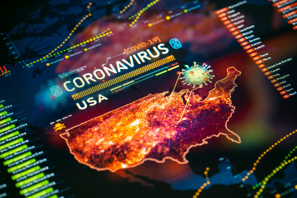 coronavirus map on screen